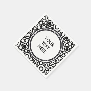 Black Dots & Circles Grid + Ihr Backgr. & Text Serviette