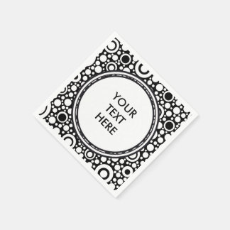 Black Dots & Circles Grid + Ihr Backgr. & Text Serviette