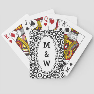 Black Dots & Circles Grid + Ihr Backgr. & Text Spielkarten