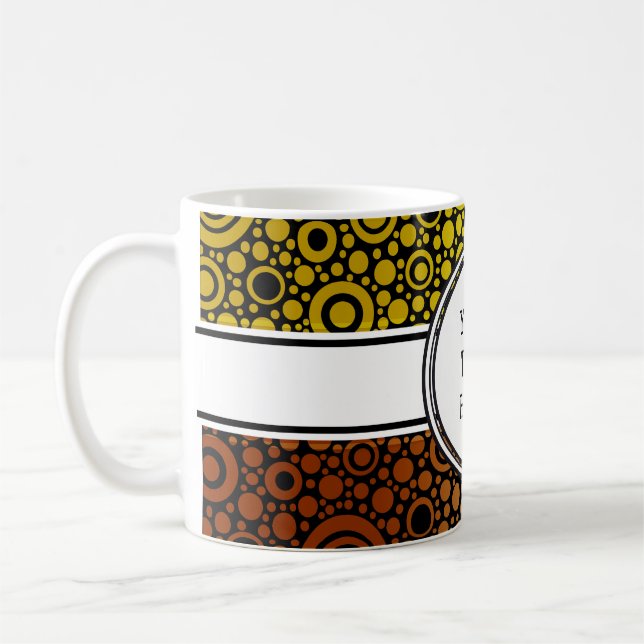 Black Dots & Circles Grid + Ihr Backgr. & Text Tasse (Links)