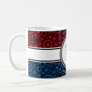 Black Dots & Circles Grid + Ihr Backgr. & Text Tasse