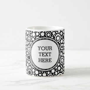 Black Dots & Circles Grid + Ihr Backgr. & Text Tasse