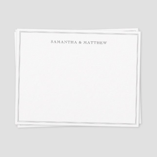 Black Double Border Coupé Mitteilungskarte (Classic vintage double border couple note card)