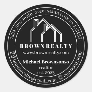 Black Double House Logo Real Anwesen Agent Runder Aufkleber