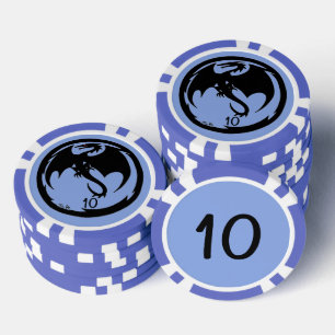 Black Dragon blue 10 striped Poker Chip