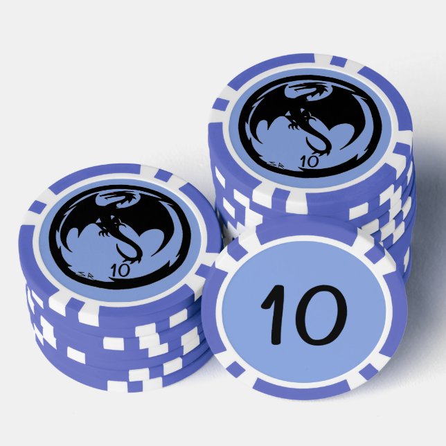 Black Dragon blue 10 striped Poker Chip (Stapel)