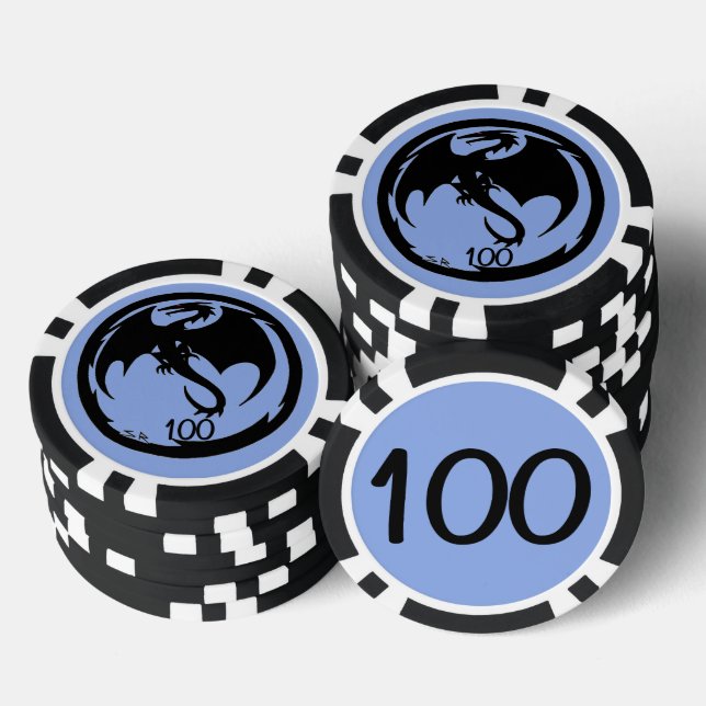 Black Dragon Blue Black 100 Striped Poker Chip (Stapel)
