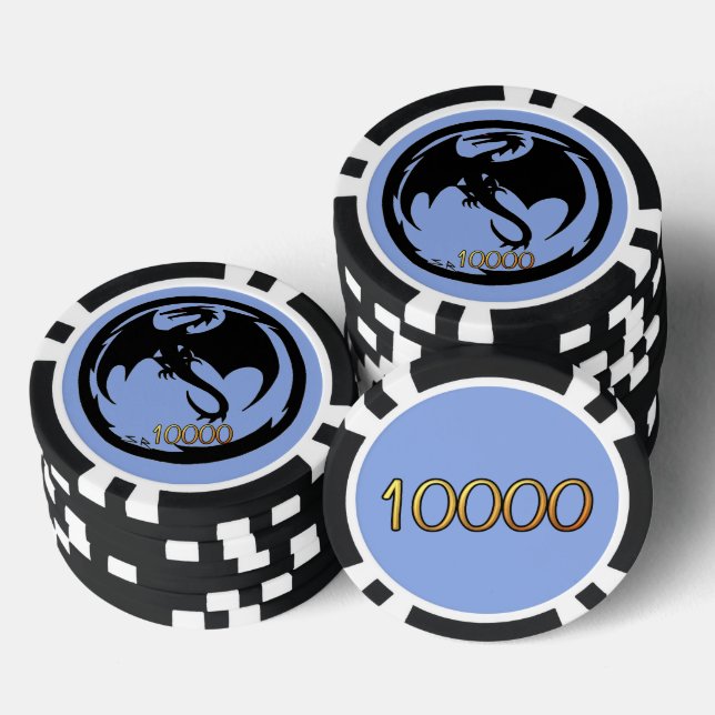 Black Dragon Blue Black Gold 10K Stripe Poker Chip (Stapel)