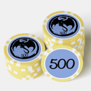 Black Dragon blue gelb 500 gestreifter Poker Chip