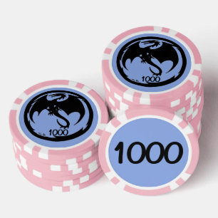 Black Dragon blue pink 1000 gestreifter Poker Chip