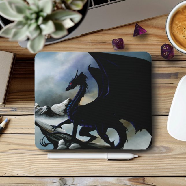 Black Dragon Fantasy Blue Mountains Mousepad (Von Creator hochgeladen)