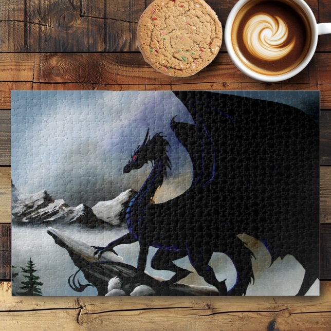 Black Dragon Fantasy Blue Mountains Puzzle (Von Creator hochgeladen)