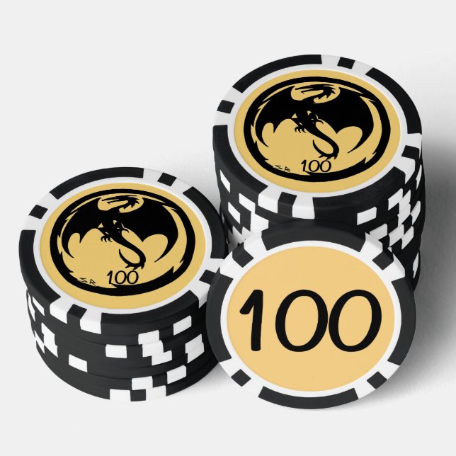 Black Dragon gold Black 100 gestreifter Poker Chip (Stapel)
