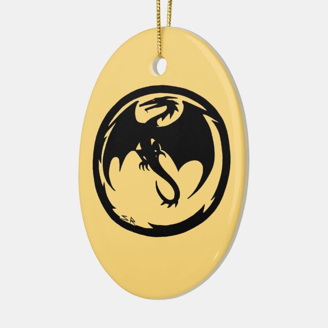 Black Dragon Gold Keramik Ornament (Links)
