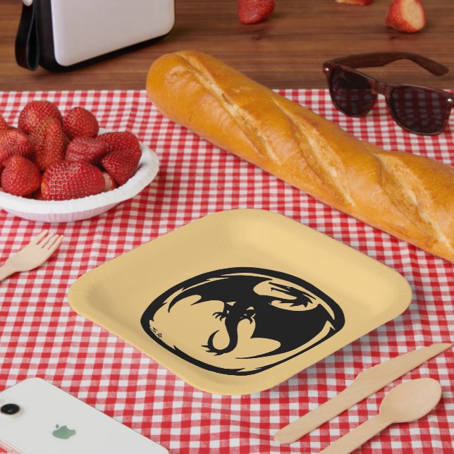 Black Dragon gold-quadratische Teller (Picknick)