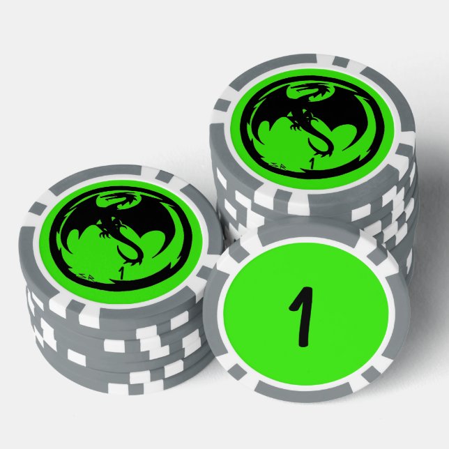 Black Dragon Green 1 Strip Poker Chip (Stapel)