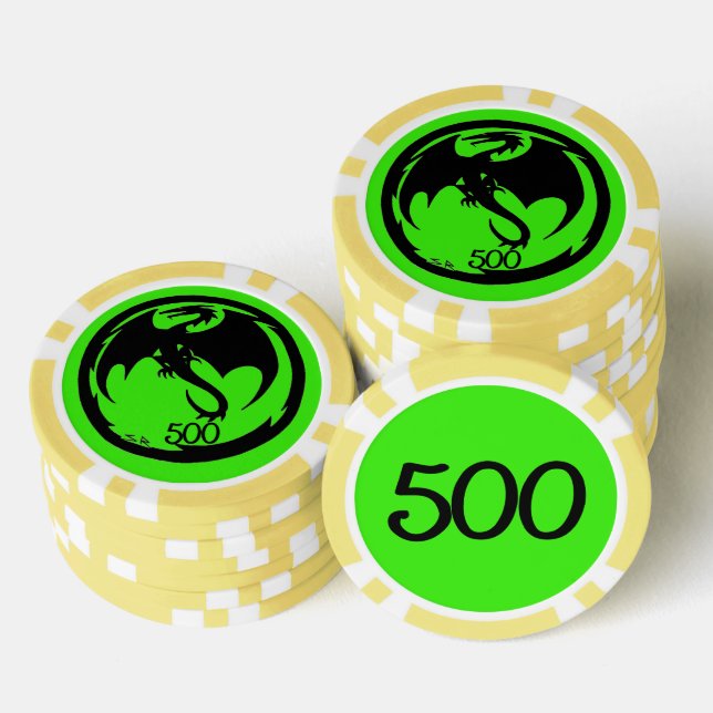 Black Dragon Green 500 Striped Poker Chip (Stapel)