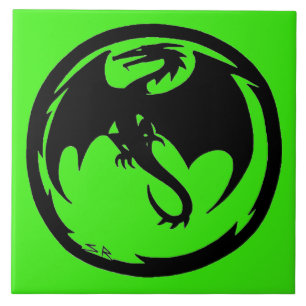 Black Dragon Green große Fliese
