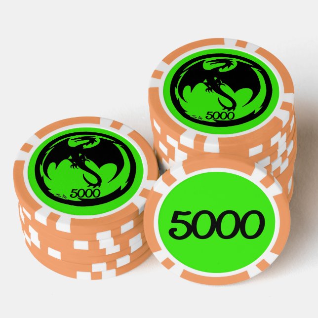 Black Dragon Green Orange 5000 gestreifter Poker C Pokerchips (Stapel)