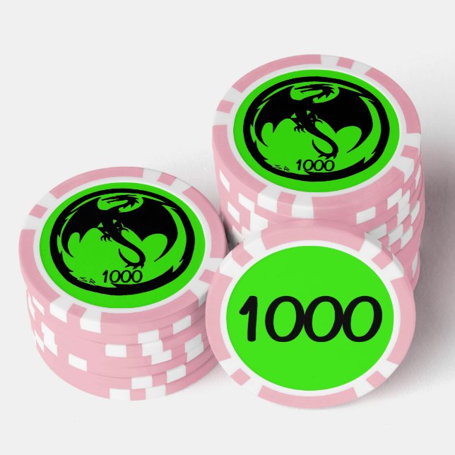 Black Dragon Green Pink 1000 gestreifter Poker Chi Pokerchips (Stapel)