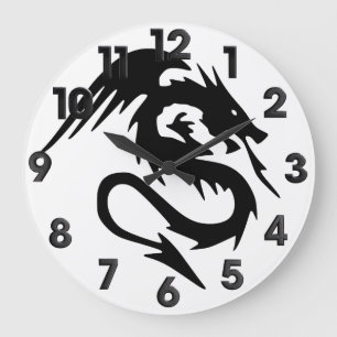 Black dragon große wanduhr