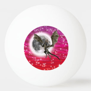 Black Dragon - Mythische Fantasie Kreatur Roter Hi Tischtennisball