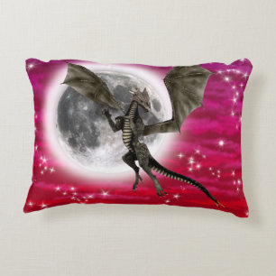 Black Dragon - Mythische Fantasie Kreatur Roter Hi Zierkissen