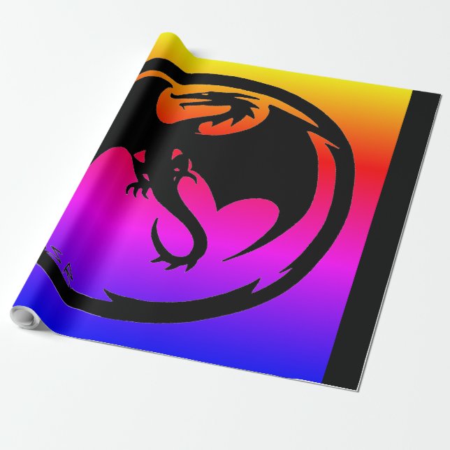 Black Dragon Neon glänzende Packpapier groß (Ungerollt)