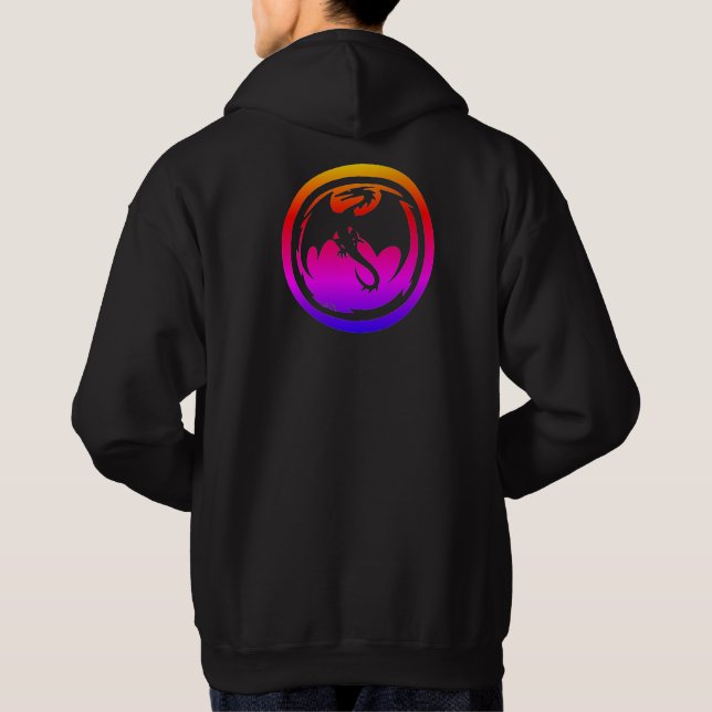 Black Dragon neon men black hooded sweatshirt back (Rückseite)