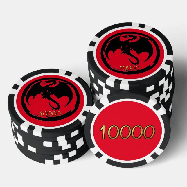Black Dragon Red Black Gold 10K Stripe Poker Chip (Stapel)