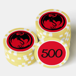 Black Dragon Red Gelb 500 gestreifter Poker Chip
