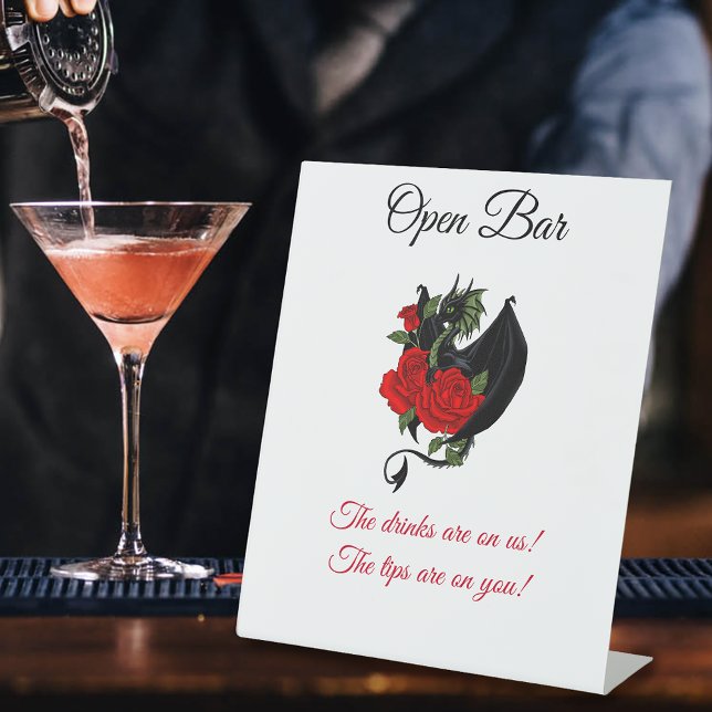 Black Dragon Rote Rosen Fantasy Open Bar Sockelschild (Von Creator hochgeladen)