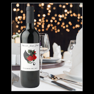 Black Dragon Rote Rosen Fantasy Wedding Weinetikett
