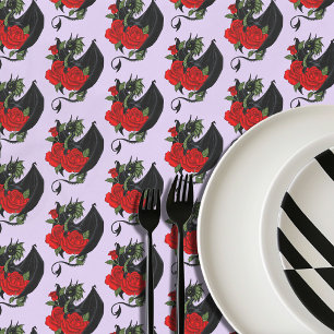 Black Dragon Rote Rosen Lavender Tischdecke
