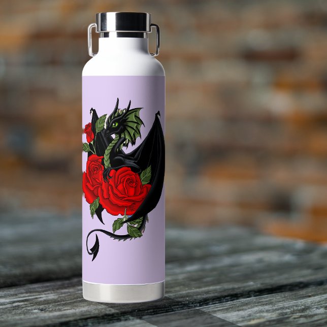 Black Dragon Rote Rosen Lavender Trinkflasche (Von Creator hochgeladen)