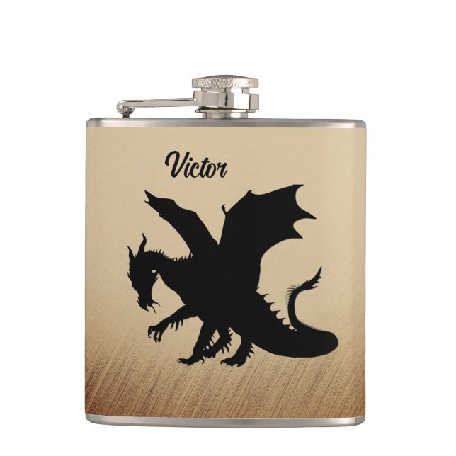 Black Dragon Rustic Background Personal Flachmann (Vorderseite)