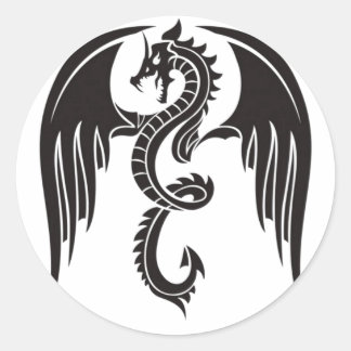 BLACK dragon SCHWARZER DRACHE Runder Aufkleber