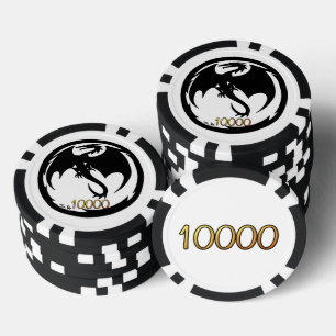 Black Dragon white blk gold 10K Stripe Poker Chip