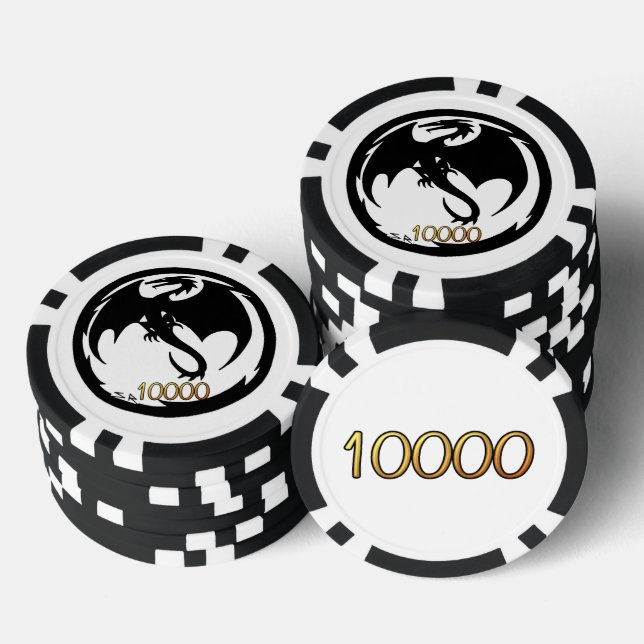 Black Dragon white blk gold 10K Stripe Poker Chip (Stapel)