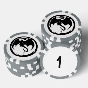 Black Dragon white grau 1 gestreifter Poker Chip