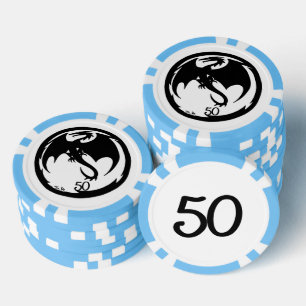 Black Dragon white lt blue 50 gestreifter Poker Ch Pokerchips