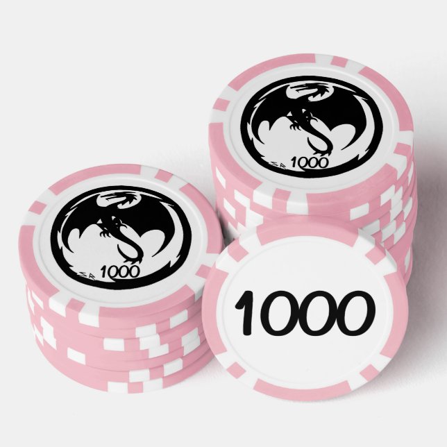 Black Dragon white pink 1000 gestreifter Poker Chi Pokerchips (Stapel)