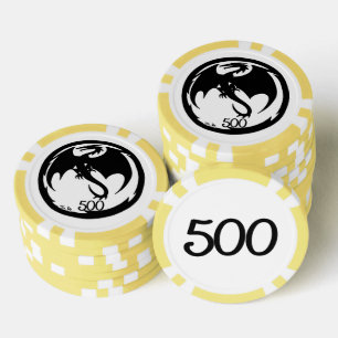 Black Dragon white yellow 500 striped Poker chip