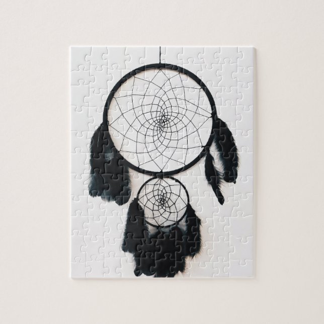 Black Dreamcatcher mit Feathers Puzzle (Vertikal)