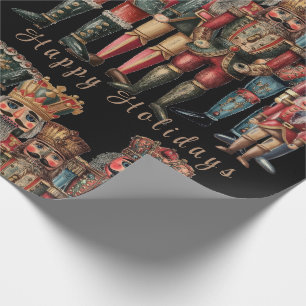 Black Dreamy Nutcracker Kings Wrapping Paper Geschenkpapier