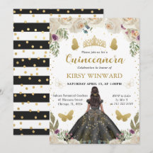 Black Dress Dark Skin Princess Quinceanera