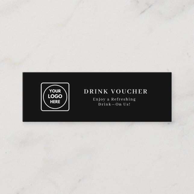 Black Drink Voucher Card | Individuelles Corporate Mini Visitenkarte (Vorderseite)