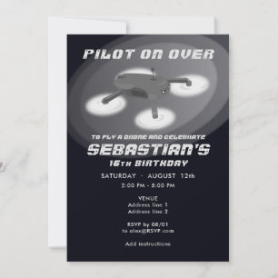 Black Drone Racing RC Luftfahrzeug Geburtstag Einladung