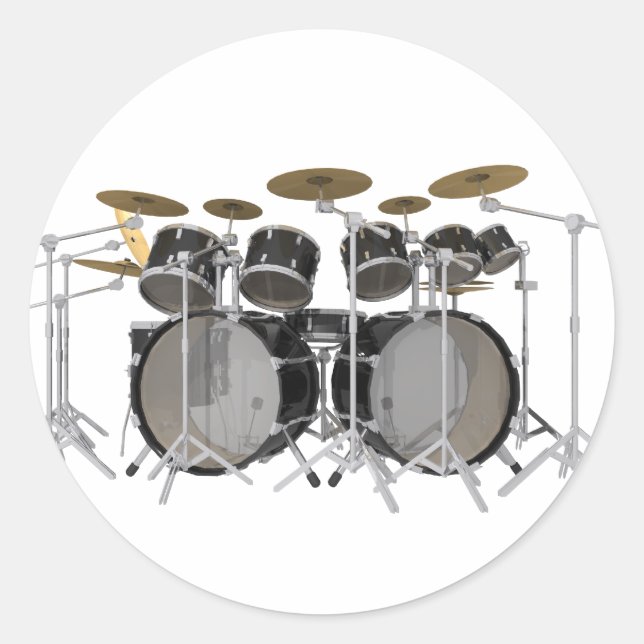 Black Drum Kit: 10 Stück: Runder Aufkleber (Vorderseite)