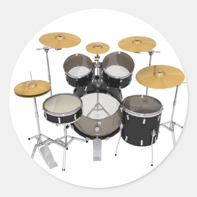 Black Drum Kit: Runder Aufkleber (Vorderseite)